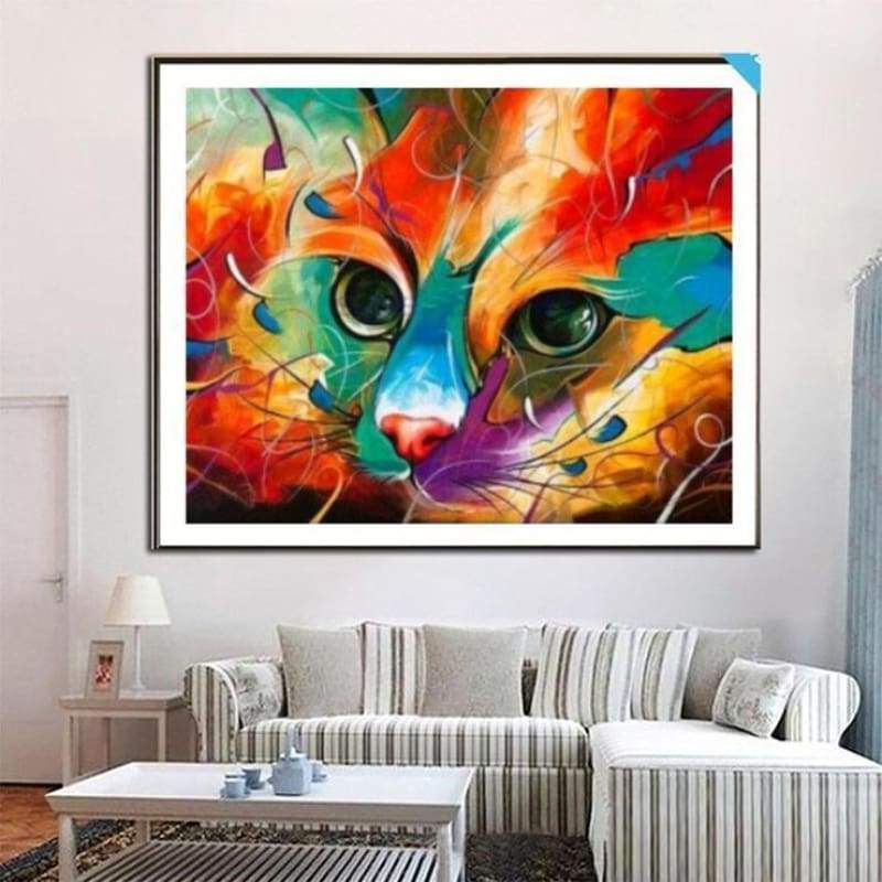 2019 Dream Various Sizes Modern Art Colorful Cat 5d Diamond Art VM1102 - NEEDLEWORK KITS