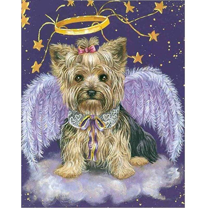 Full Drill Rhinestones Dog Angel Cross Stitch Embroidery Diamond Kits ...