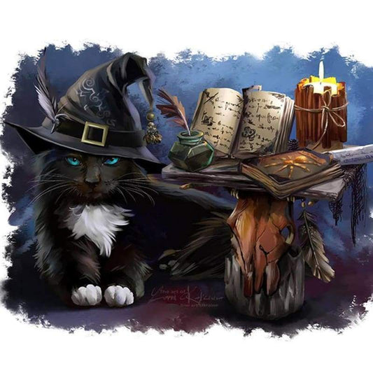 2019 Hot Cool Halloween Magic Cat DIY 5D Rhinestone Diamond Embroidery Kits VM1202 - NEEDLEWORK KITS