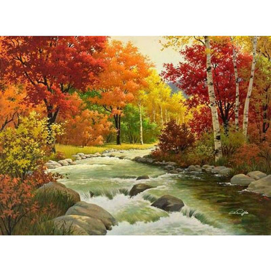 Hot Sale Fall The Forest Landscape Diy Full Drill - 5D Diamond Art Painting VM1168 - NEEDLEWORK KITS