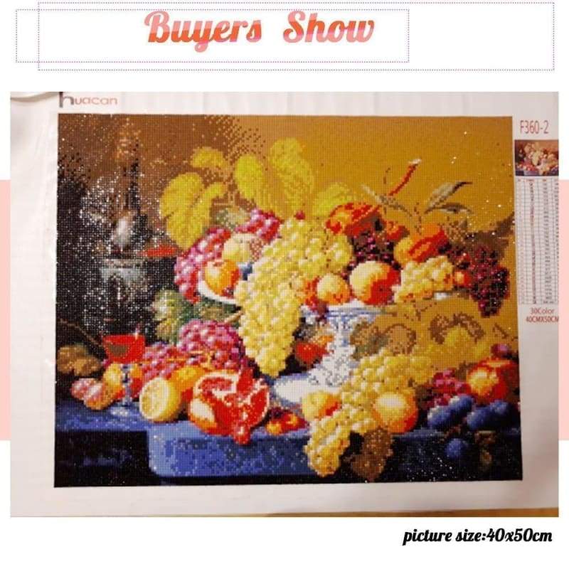 Hot Sale Still life Fruit Inside The Basket Full Drill - 5D Cross Stitch Rhinestone Painting VM1220 - NEEDLEWORK KITS