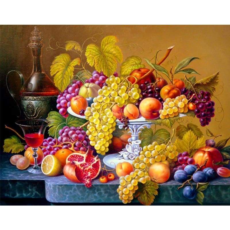 Hot Sale Still life Fruit Inside The Basket Full Drill - 5D Cross Stitch Rhinestone Painting VM1220 - NEEDLEWORK KITS