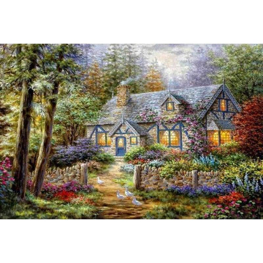 2019 New Hot Sale Landscape Cottage 5d Diy Diamond Cross Stitch Kits VM3761 - NEEDLEWORK KITS
