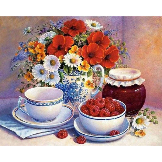 2019 New Hot Sale Red And White Diy 5d Embroidery Kits Flower VM3611 - NEEDLEWORK KITS