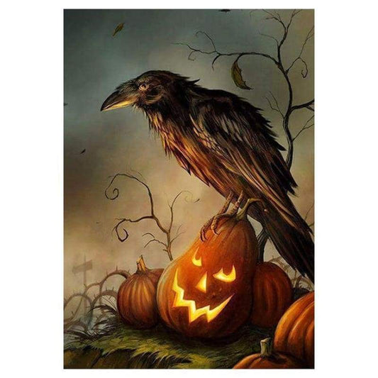2019 New Hot Sale Wall Decor Halloween Crow 5d Diy Rhinestone Stitch Kits VM40587 - NEEDLEWORK KITS