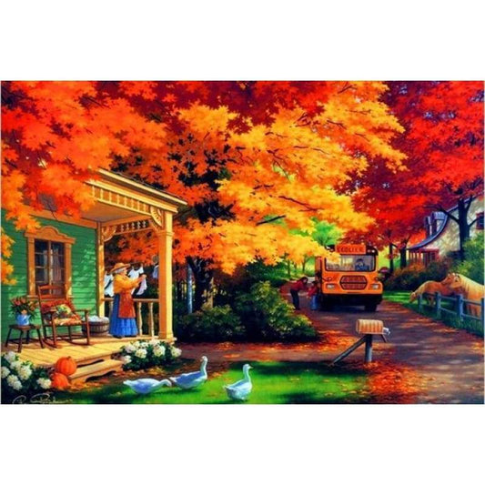 Oil Painting Style Landscape Cottage Full Drill - 5D Diy Diamond Cross Stitch Kits VM3760 - NEEDLEWORK KITS
