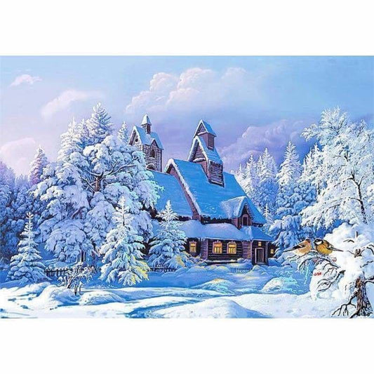Full Drill - 5D DIY Diamond Painting Kits Snowy Cottage In Winter - NEEDLEWORK KITS