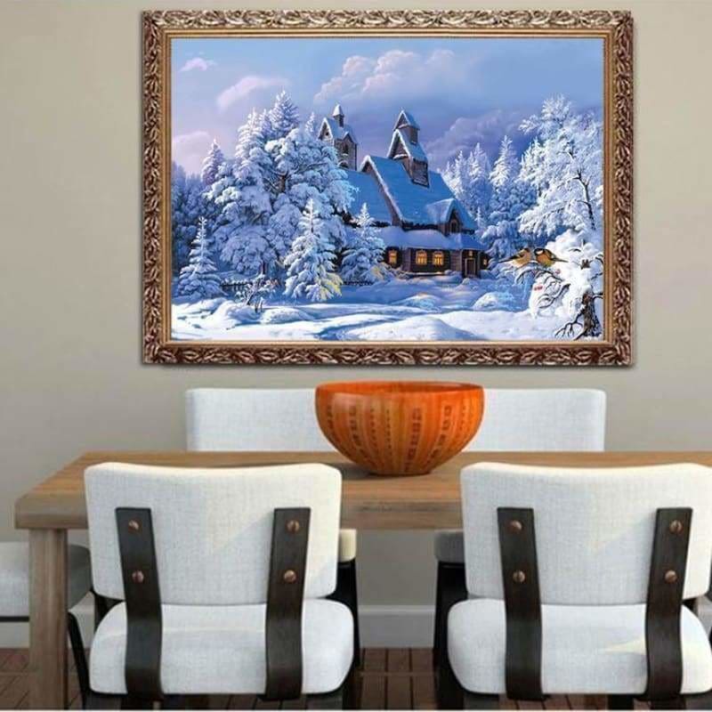 Full Drill - 5D DIY Diamond Painting Kits Snowy Cottage In Winter - NEEDLEWORK KITS