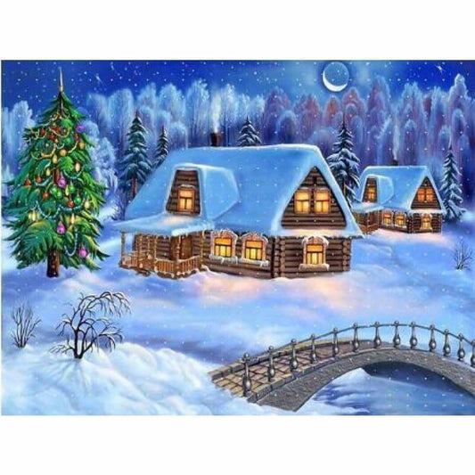Full Drill - 5D DIY Diamond Painting Kits Snowy Cottage In Winter - NEEDLEWORK KITS