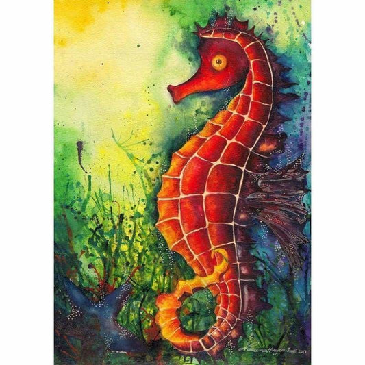 Full Drill - 5D DIY Diamond Painting Kits Watercolor Seahorse - NEEDLEWORK KITS