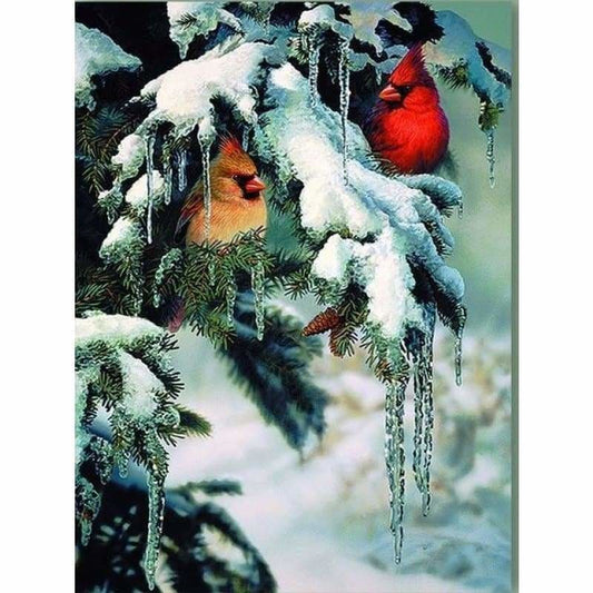 Full Drill - 5D DIY Diamond Painting Kits Winter Snow Tree Birds - NEEDLEWORK KITS