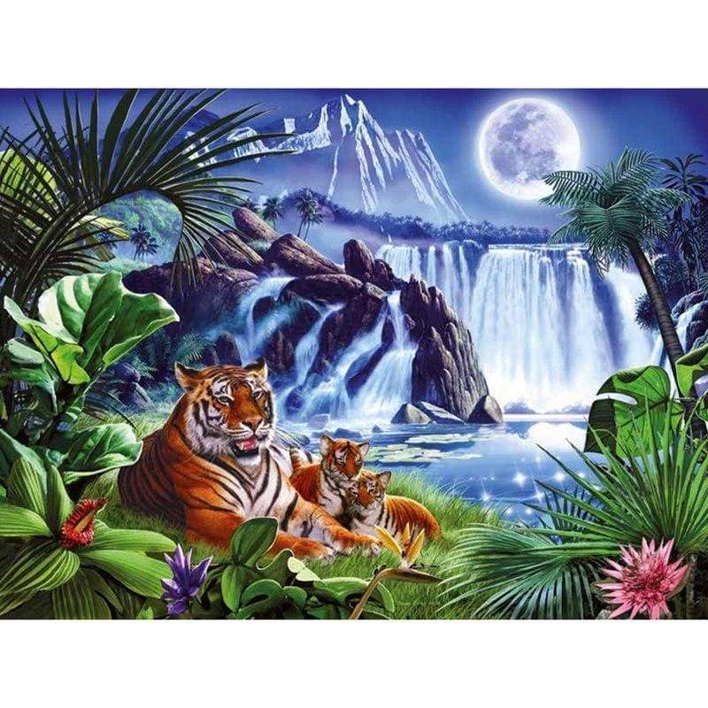 5D DIY Diamond Embroidery Kits Tiger Waterfall - NEEDLEWORK KITS