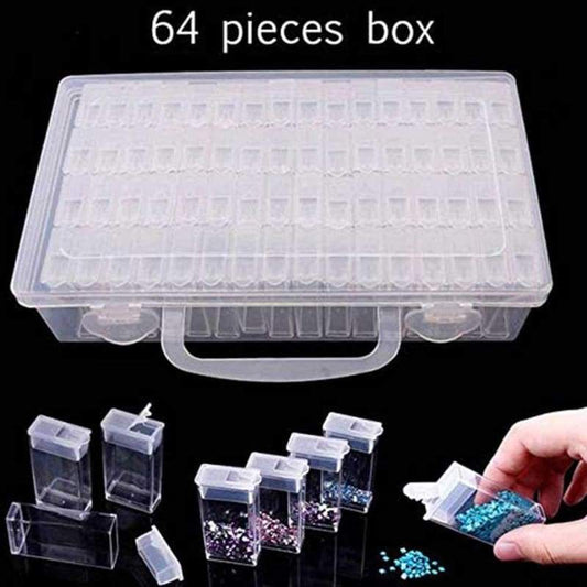 Large storage box with 64 small transparent boxes