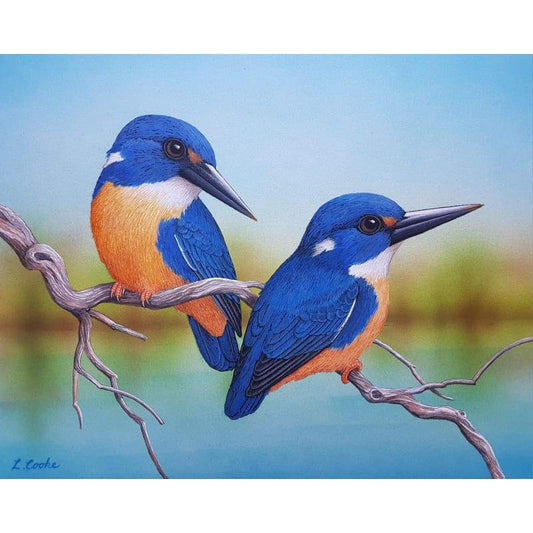 Two Azure Kingfishers - Full Drill Diamond Painting Kit - NEEDLEWORK KITS