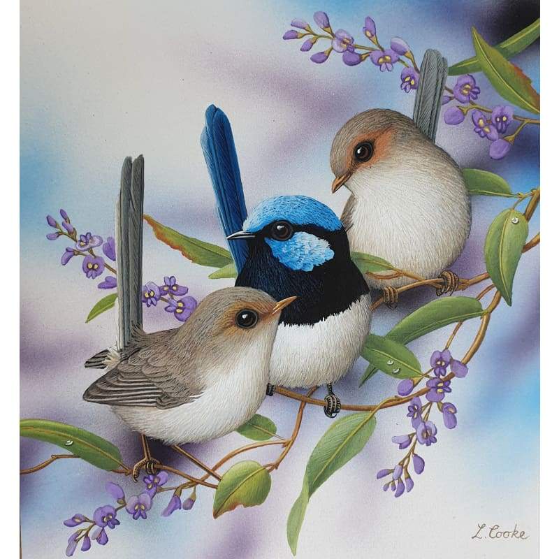 Wrens & Hardenbergia - Full Drill Diamond Painting Kit - NEEDLEWORK KITS