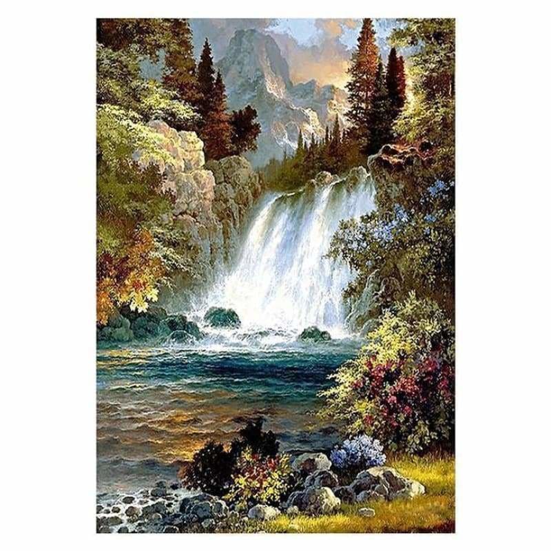 Full Drill - 5D DIY Diamond Painting Kits Autumn Mountain Waterfall - NEEDLEWORK KITS