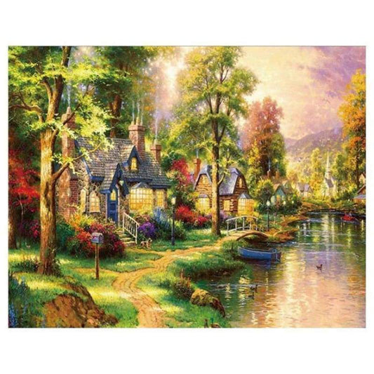 Full Drill - 5D DIY Diamond Painting Kits Autumn Pretty Colorful Cottage - NEEDLEWORK KITS