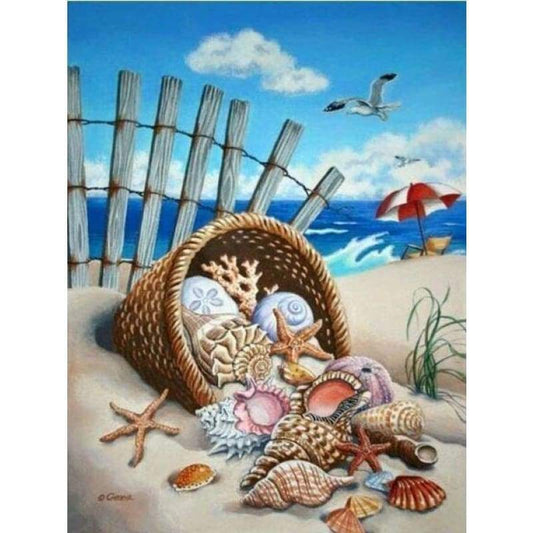 Basket of Shells - Full Drill Diamond Painting - NEEDLEWORK KITS