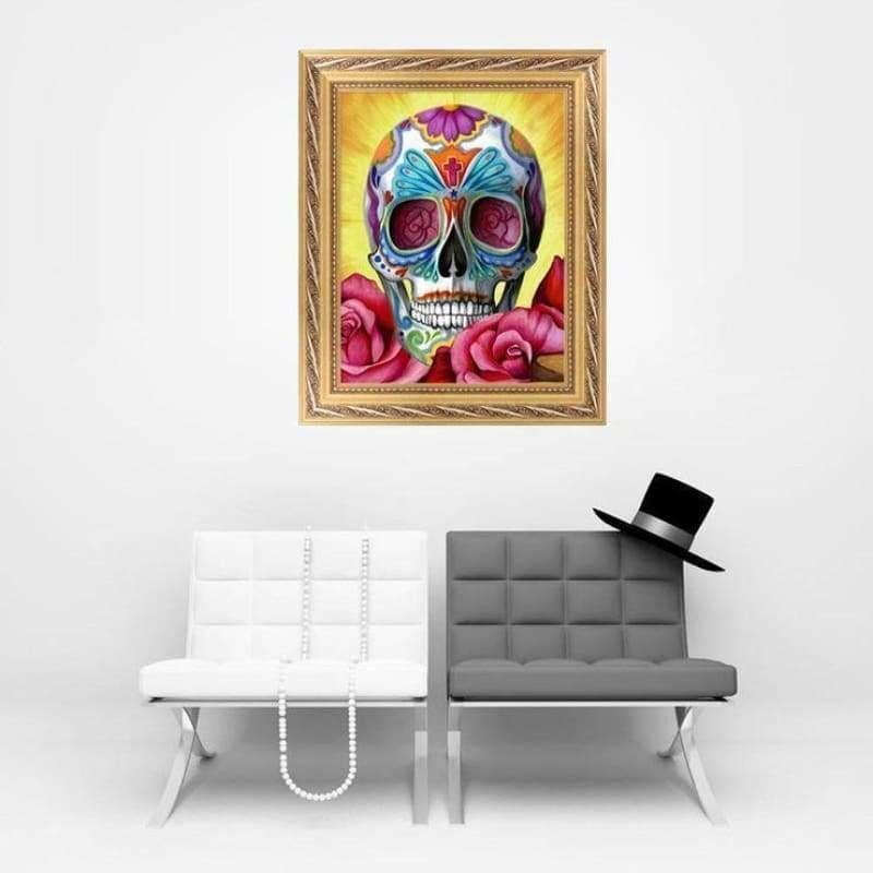 Full Drill - 5D DIY Diamond Painting Kits Colorful Flower Skull - NEEDLEWORK KITS