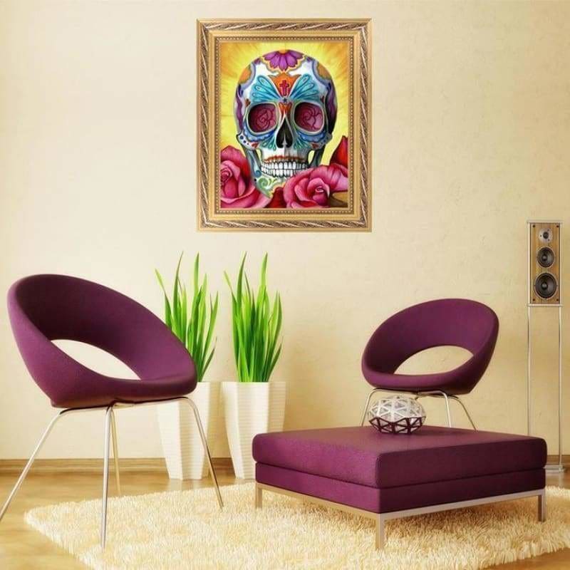 Full Drill - 5D DIY Diamond Painting Kits Colorful Flower Skull - NEEDLEWORK KITS