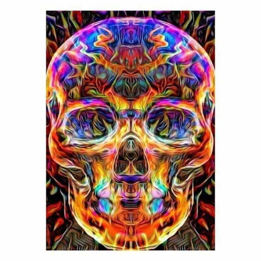 Full Drill - 5D DIY Diamond Painting Kits Colorful Fire Skull - NEEDLEWORK KITS