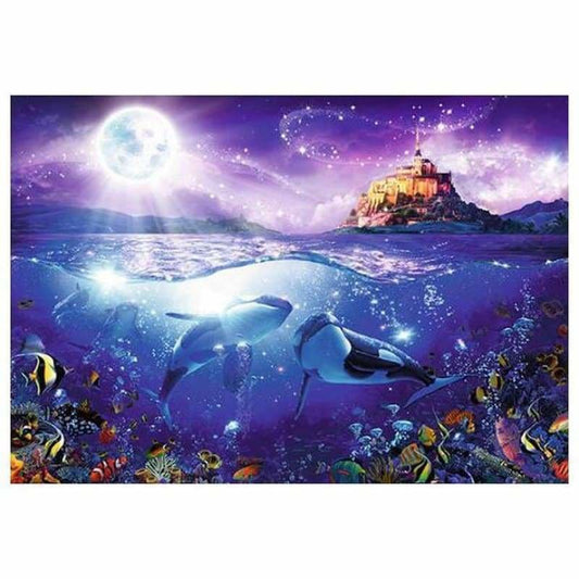 Full Drill - 5D DIY Diamond Painting Kits Fantasy Moonlight Mystical Dolphin - NEEDLEWORK KITS