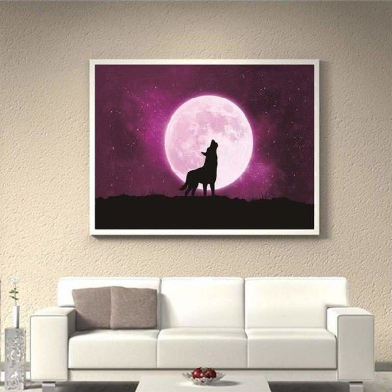 Full Drill - 5D DIY Diamond Painting Kits Dream Moon Wolf Starry Sky - NEEDLEWORK KITS