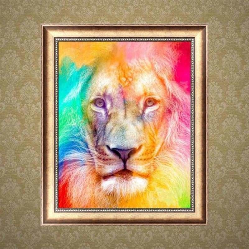 Full Drill - 5D DIY Diamond Painting Kits Colorful Lion Face - NEEDLEWORK KITS