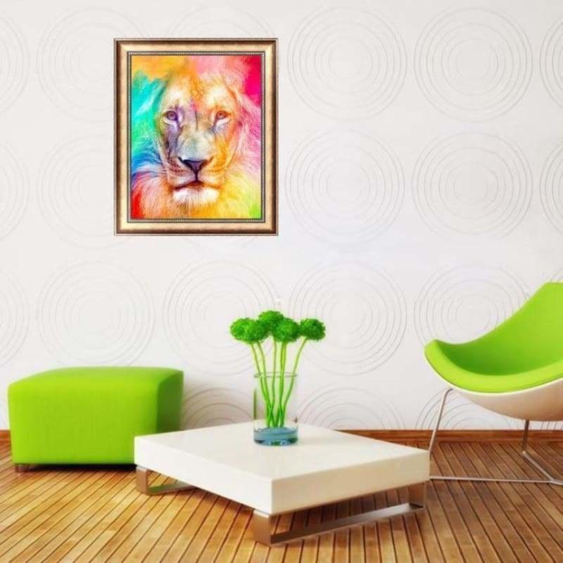 Full Drill - 5D DIY Diamond Painting Kits Colorful Lion Face - NEEDLEWORK KITS