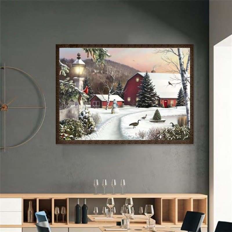 Full Drill - 5D DIY Diamond Painting Kits Dream Winter Landscape Cottage - NEEDLEWORK KITS