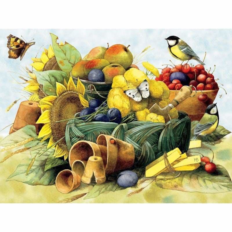 Full Drill - 5D DIY Diamond Painting Kits Cartoon Bird Sunflowers Fruits on the Table - NEEDLEWORK KITS