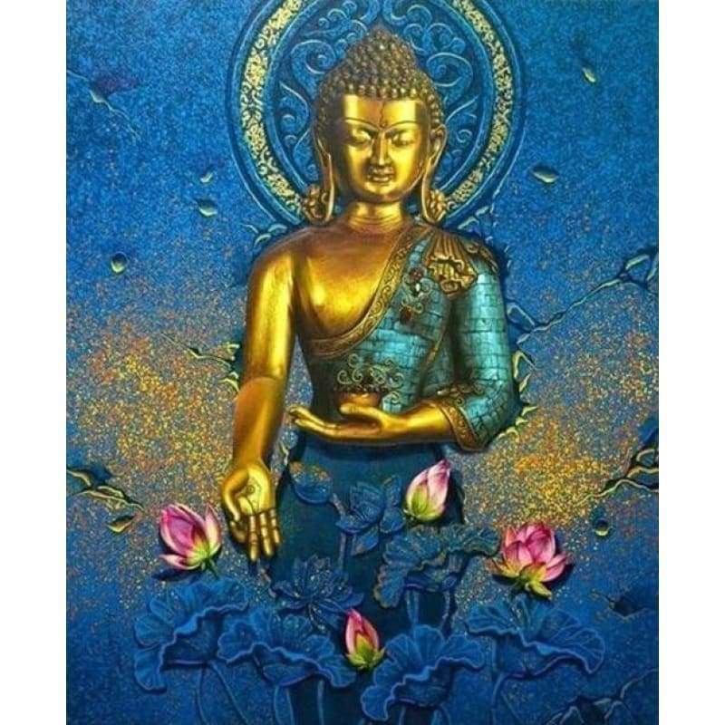 Buddah With Blue Background - Full Drill Diamond Painting - NEEDLEWORK KITS