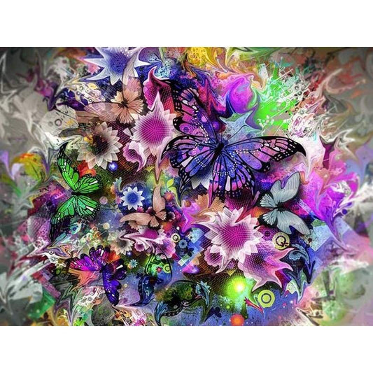 Butterfly Frenzy - Full Drill Diamond Painting Abstract -