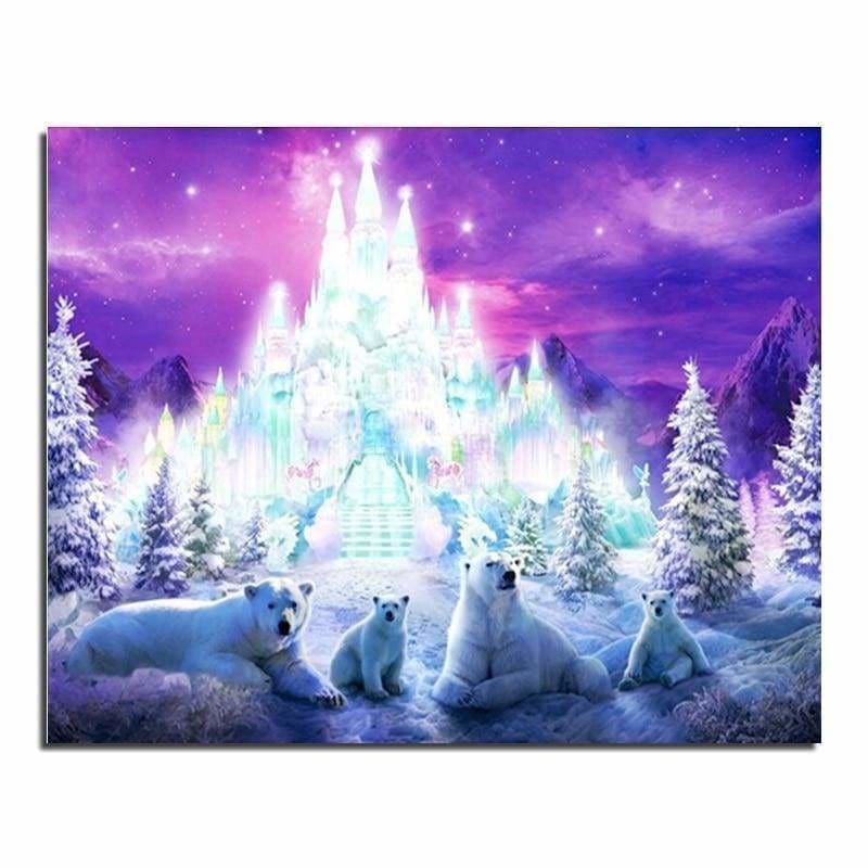 Full Drill - 5D DIY Diamond Painting Kits Cartoon Winter Bears Crystal Castle - NEEDLEWORK KITS