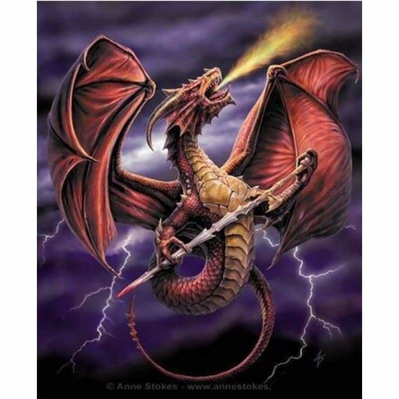 Full Drill - 5D DIY Diamond Painting Kits Cartoon Flying Fire Dragon - NEEDLEWORK KITS