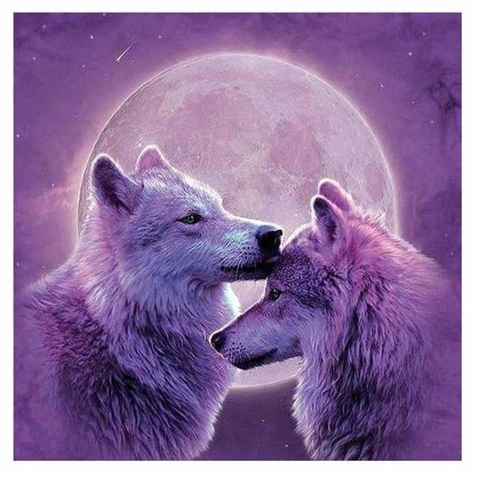 Full Drill - 5D DIY Diamond Painting Kits Dream Moon Wolf Lover - NEEDLEWORK KITS