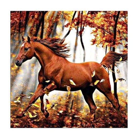 Full Drill - 5D DIY Diamond Painting Kits Autumn Forest Running Horse - NEEDLEWORK KITS