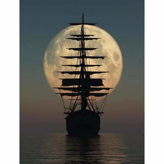 Dream Moon And Sailing Boat Full Drill - 5D Diy Diamond