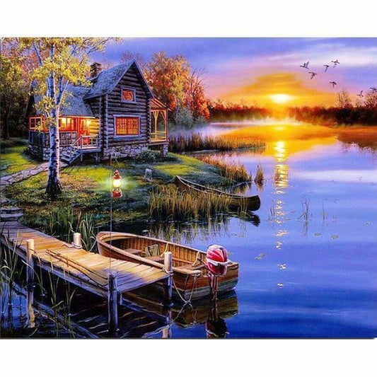 Dream Sunset Landscape Village Full Drill - 5D Diy Square 