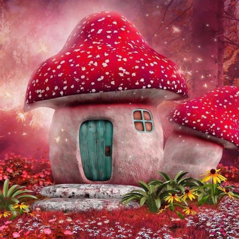 Full Drill - 5D DIY Diamond Painting Kits Fantasy Special Magic Forest Mushroom House - NEEDLEWORK KITS