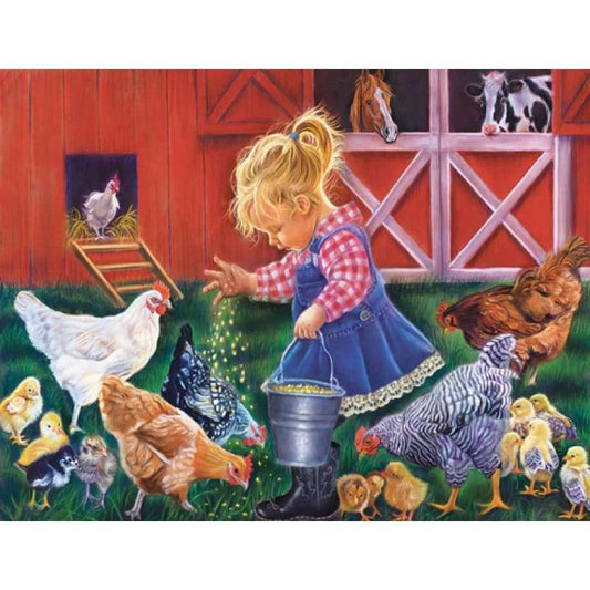 Feeding The Chickens - Full Drill Diamond Painting - Special