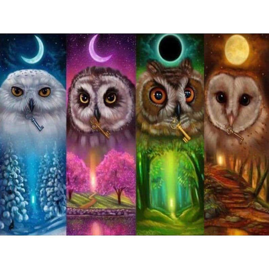 Four Seasons Owls- Full Drill Diamond Painting - Special