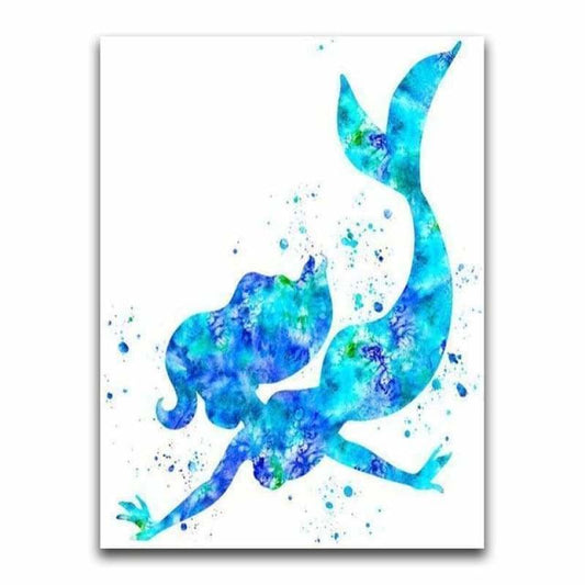 Full Drill - 5D Diamond Painting Kits Blue Cartoon Mermaid -