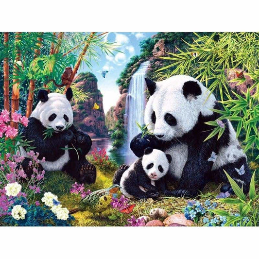 Full Drill - 5D Diamond Painting Kits Panda Family in the