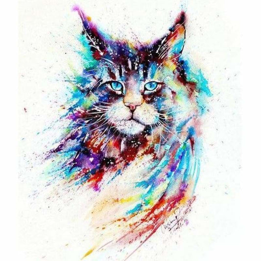 Full Drill - 5D Diamond Painting Kits Watercolor Cool Cat -