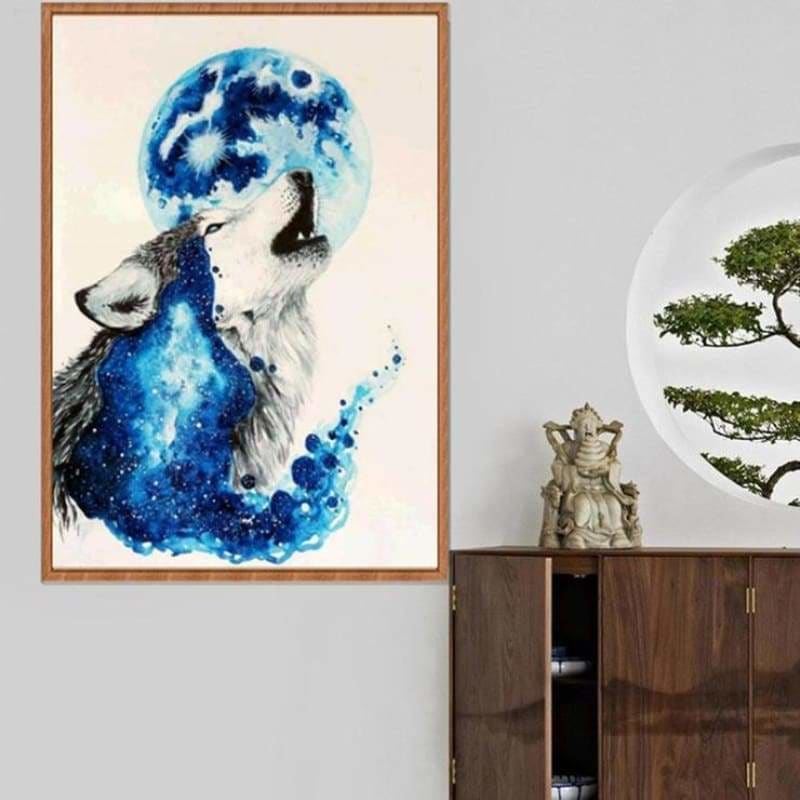 Full Drill - 5D Diamond Painting Kits Watercolor Wolf Full 