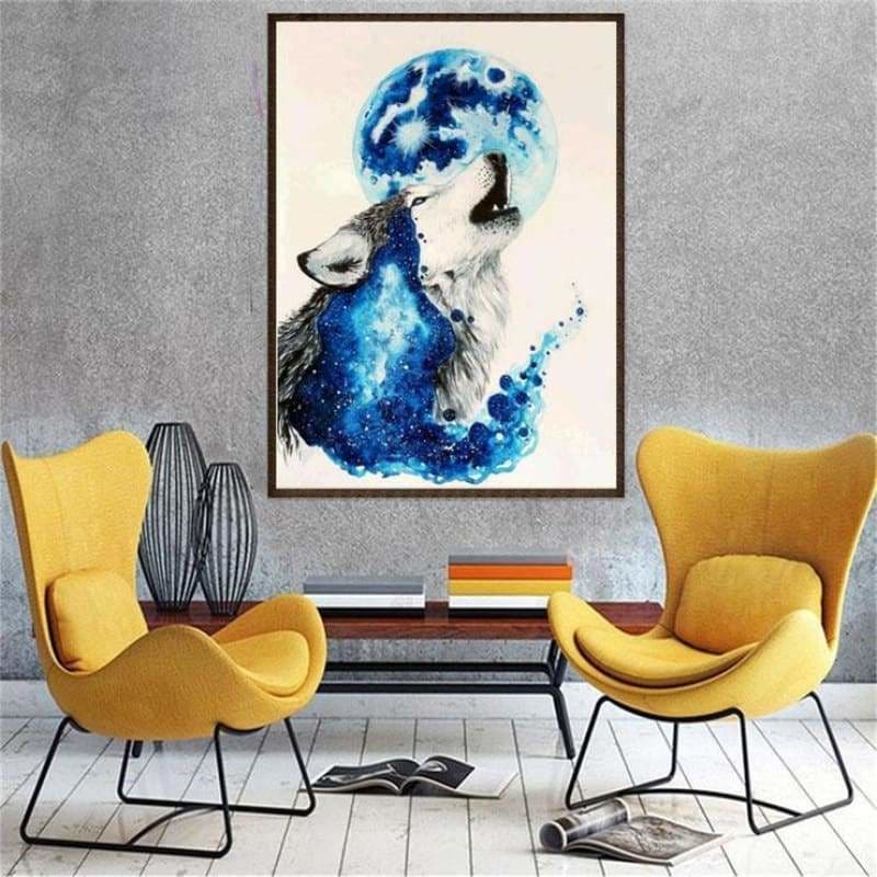 Full Drill - 5D Diamond Painting Kits Watercolor Wolf Full 