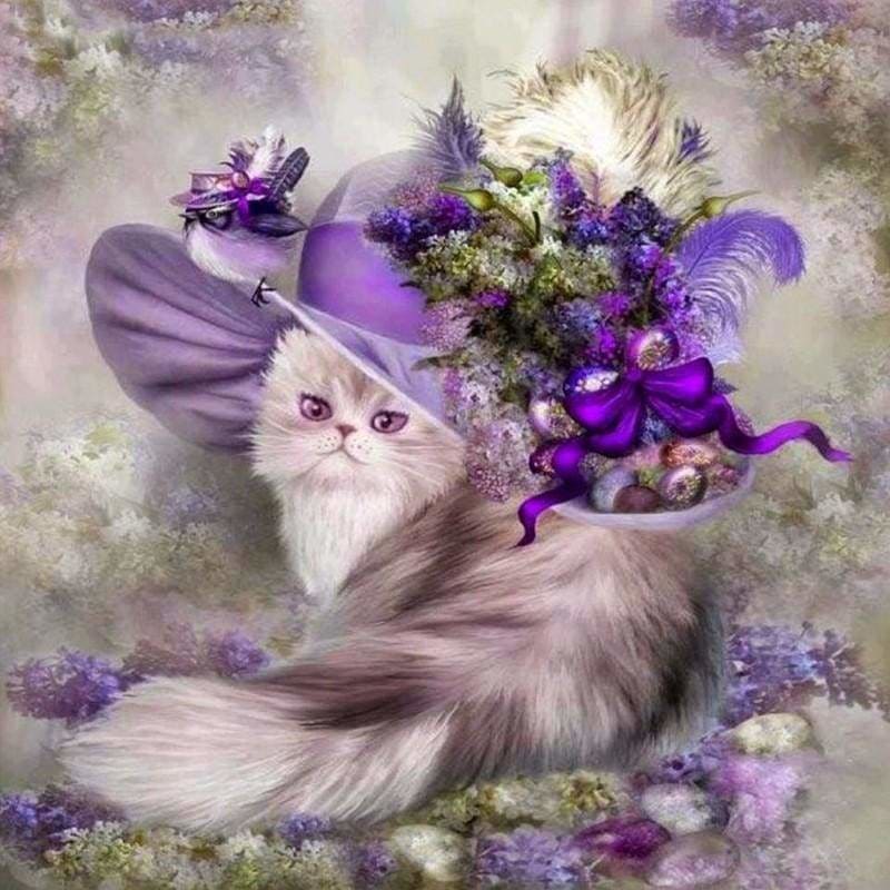 Full Drill - 5D DIY Diamond Painting Animal Flower Cat 