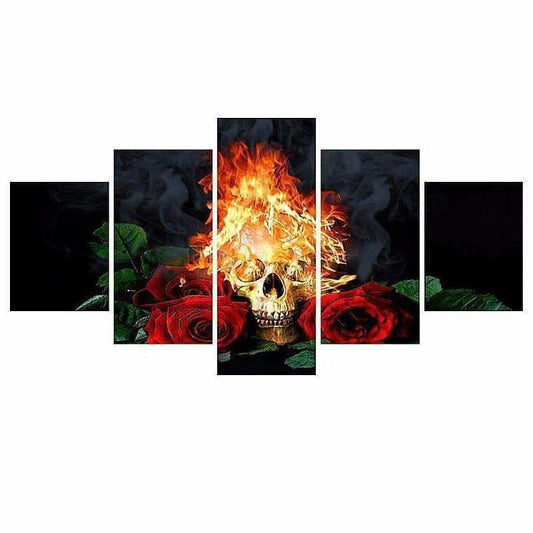 Full Drill - 5D DIY Diamond Painting Kits 5pcs Fire skull