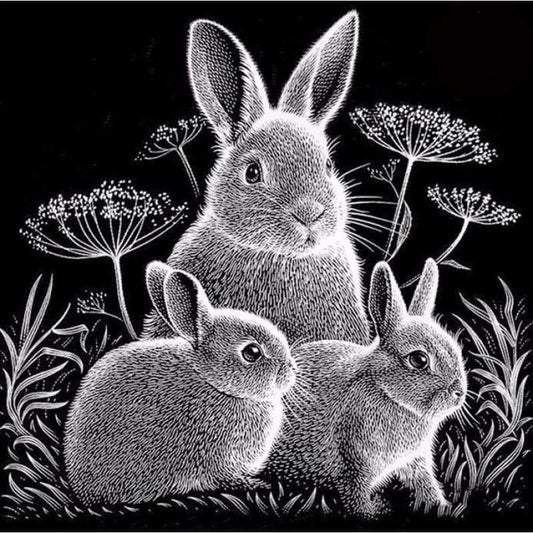 Full Drill - 5D DIY Diamond Painting Kits Black White Cute